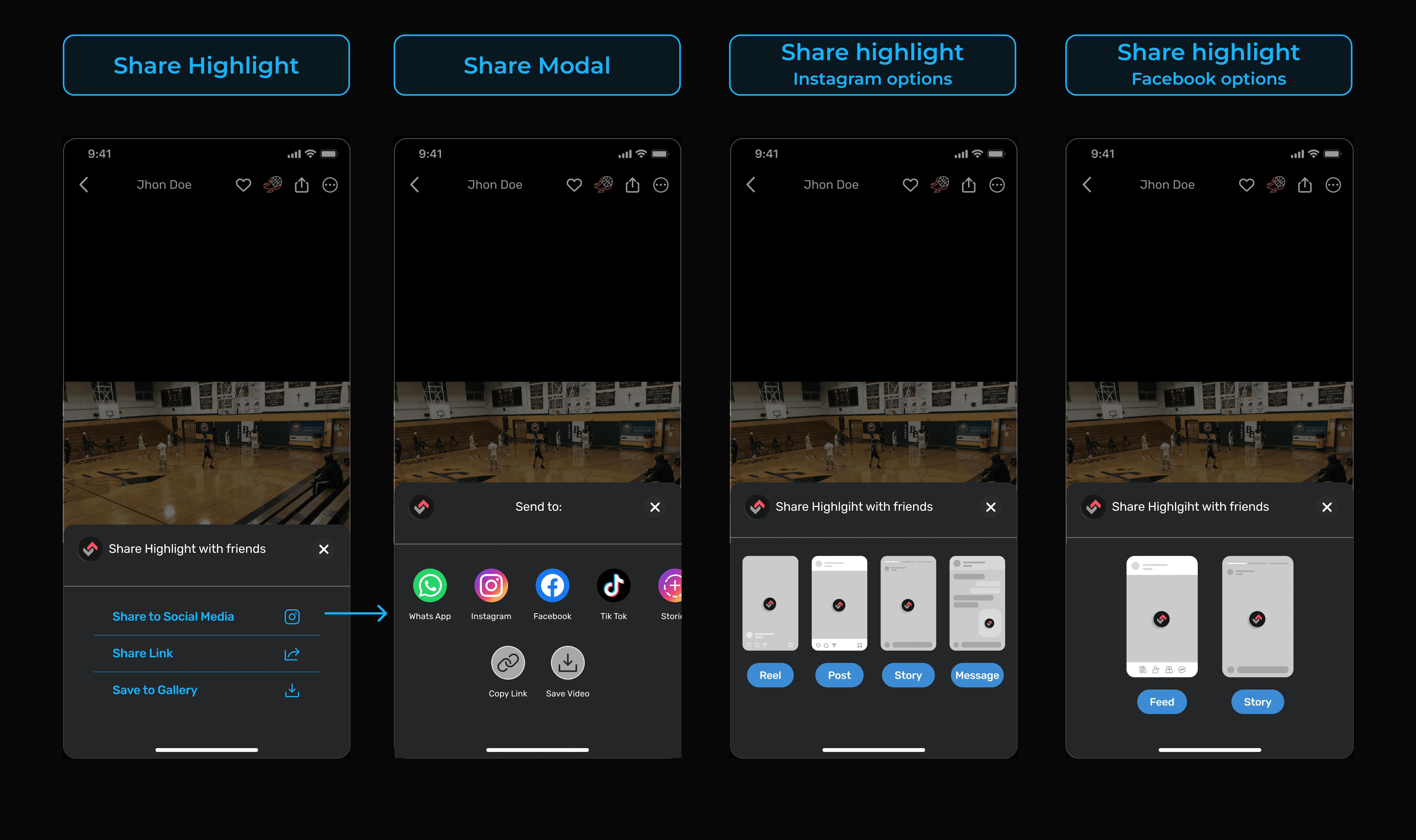 Share highlight flow with Instagram and Facebook options